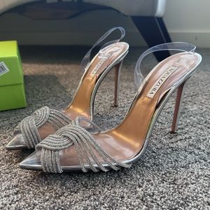 Aquazzura Gatsby Embellished Slingback Sandals - 41